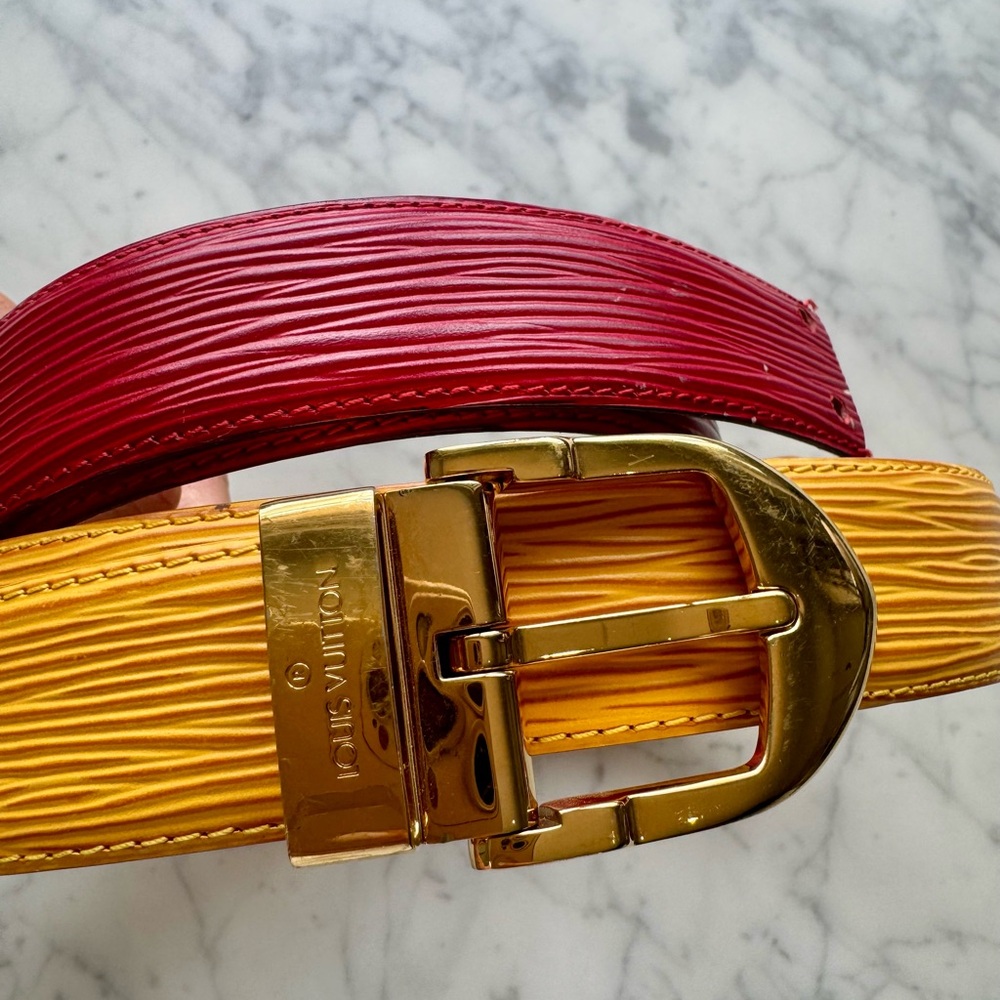 LOUIS VUITTON Yellow Epi Belt Size 110 or 44 in - Picture 8 of 9